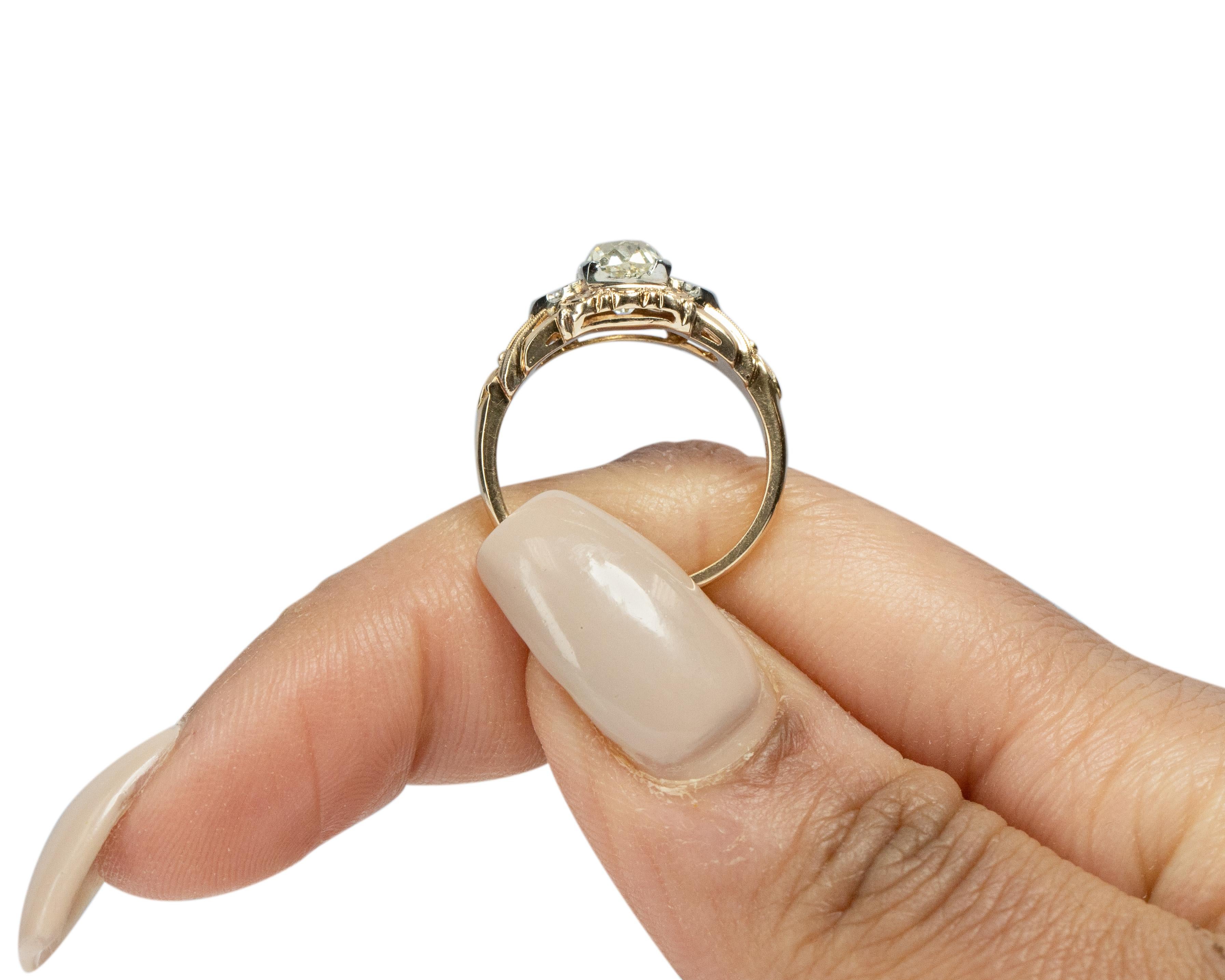 GIA Certified 1.01 Carat Art Deco Diamond 14 Karat Yellow Gold Engagement Ring For Sale 3