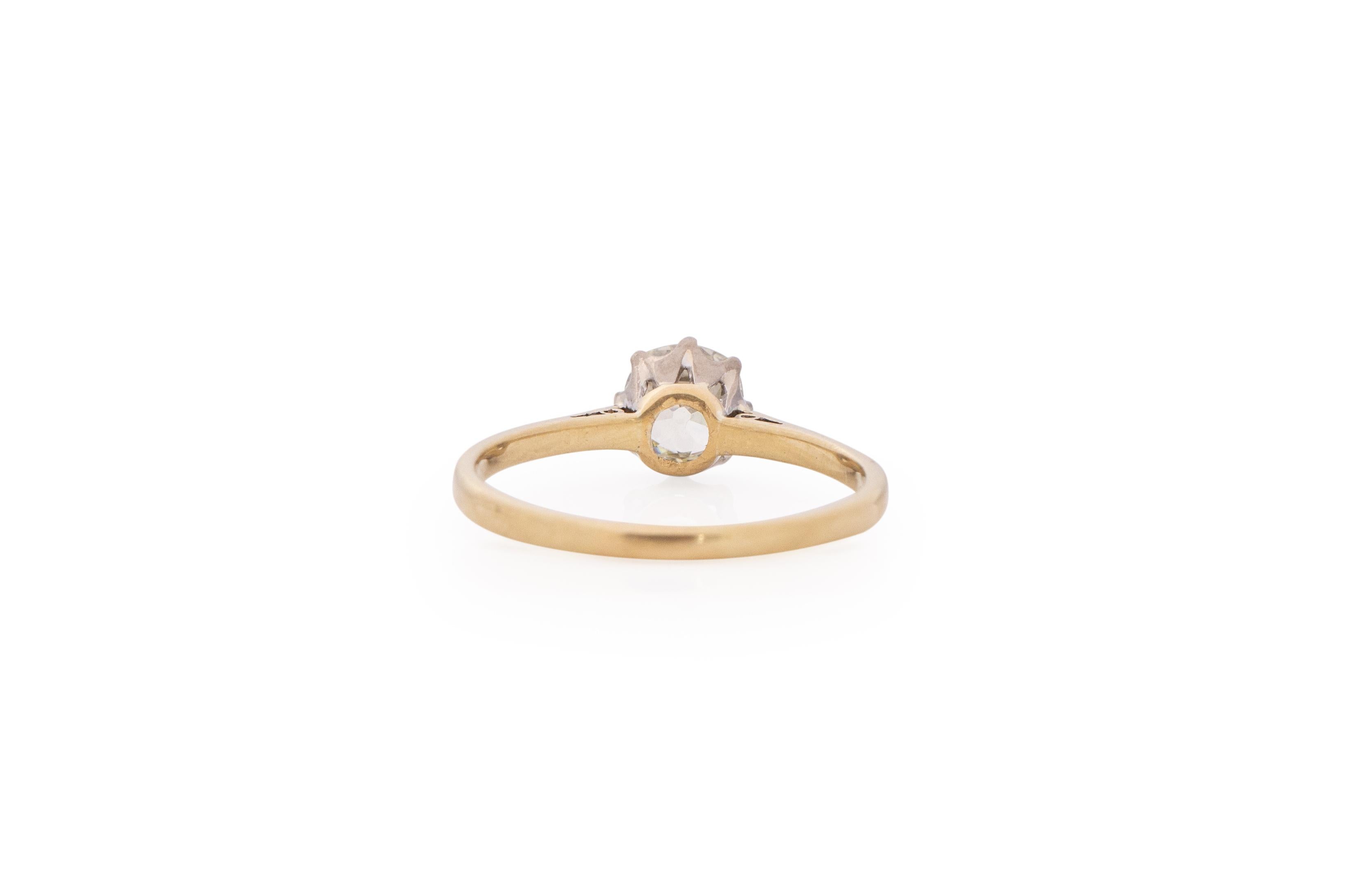 GIA Certified 1.01 Carat Art Deco Diamond 18 Karat Yellow Gold Engagement Ring In Good Condition For Sale In Atlanta, GA