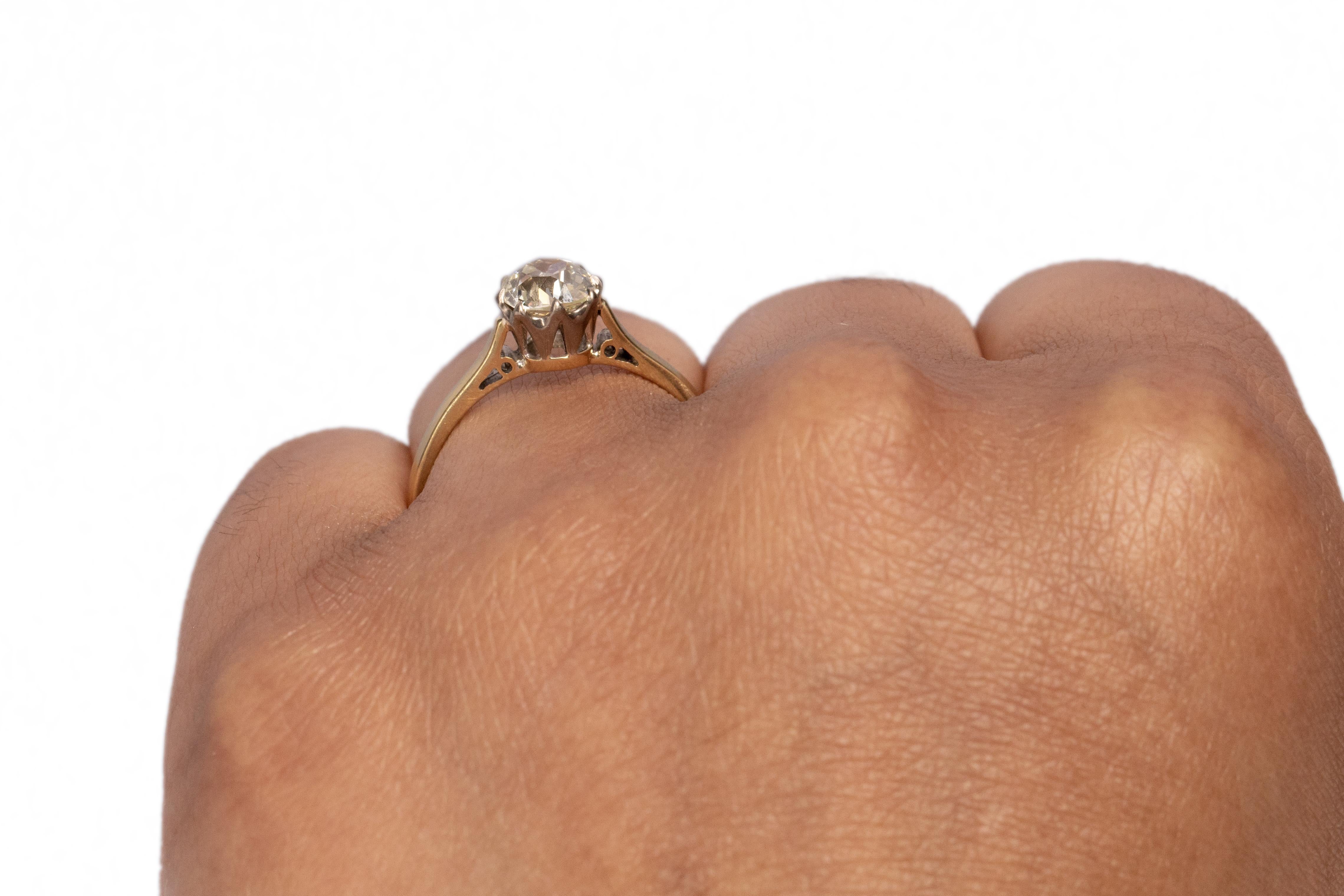 GIA Certified 1.01 Carat Art Deco Diamond 18 Karat Yellow Gold Engagement Ring For Sale 1