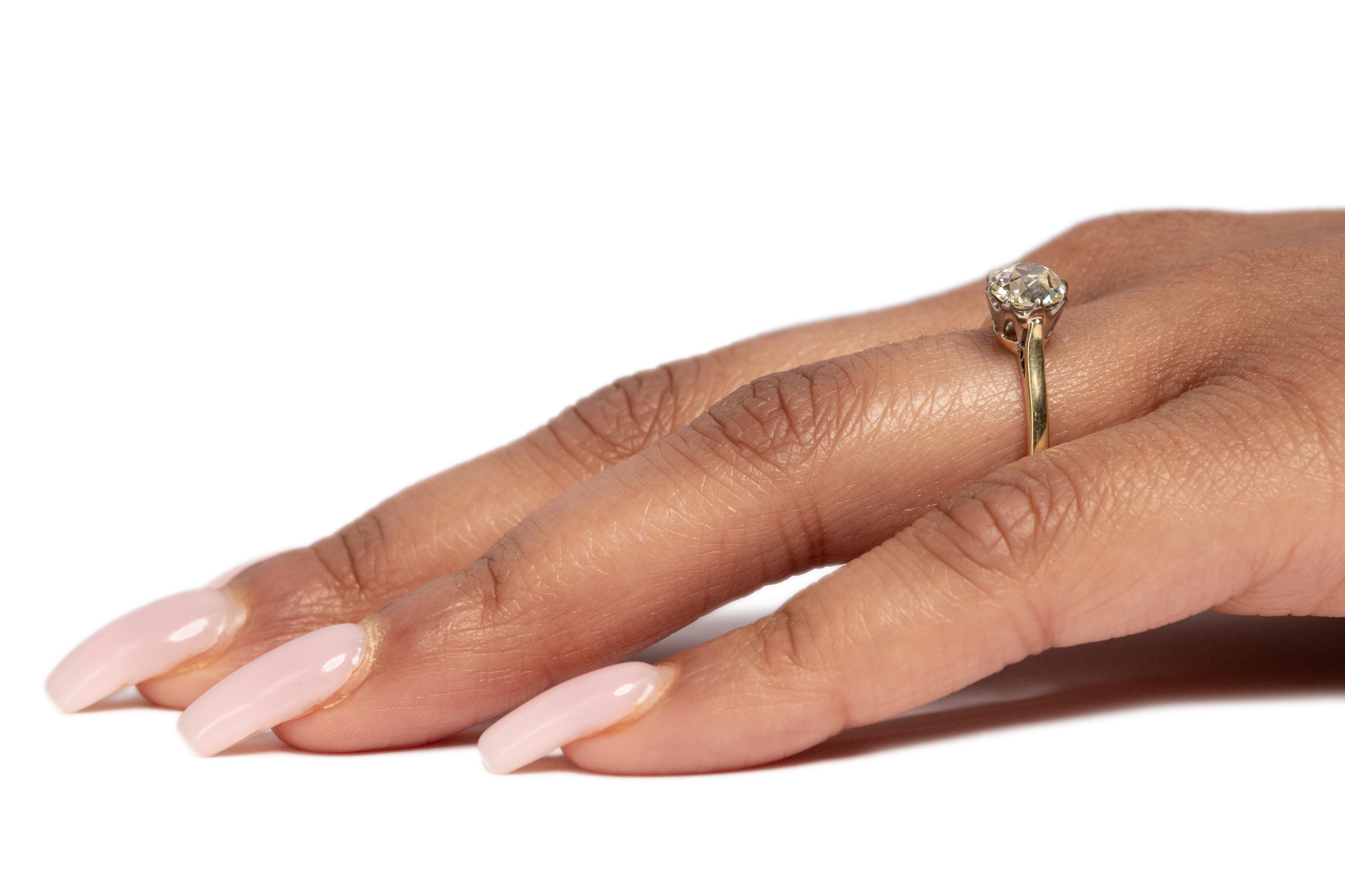 GIA Certified 1.01 Carat Art Deco Diamond 18 Karat Yellow Gold Engagement Ring For Sale 2