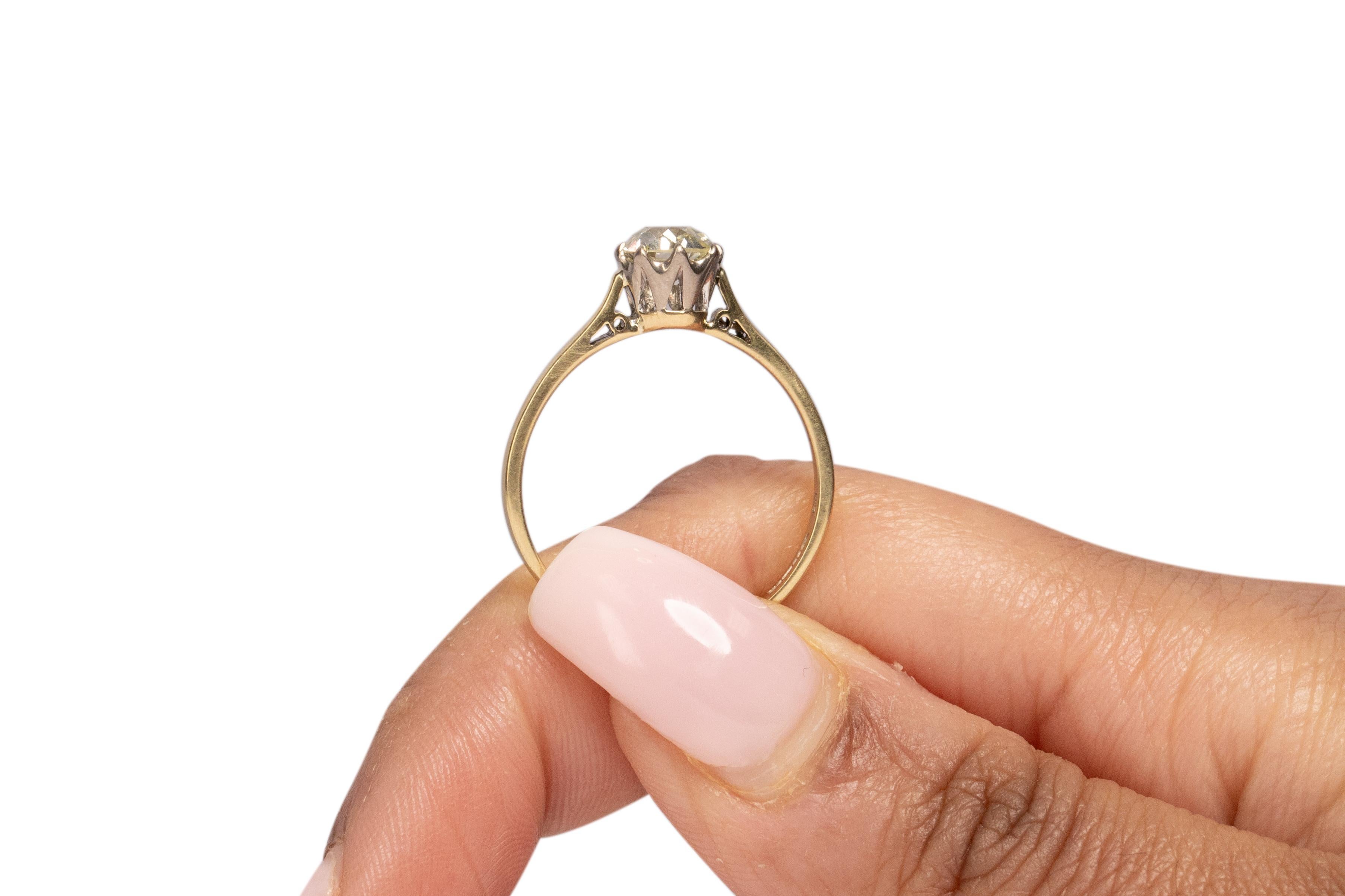 GIA Certified 1.01 Carat Art Deco Diamond 18 Karat Yellow Gold Engagement Ring For Sale 3