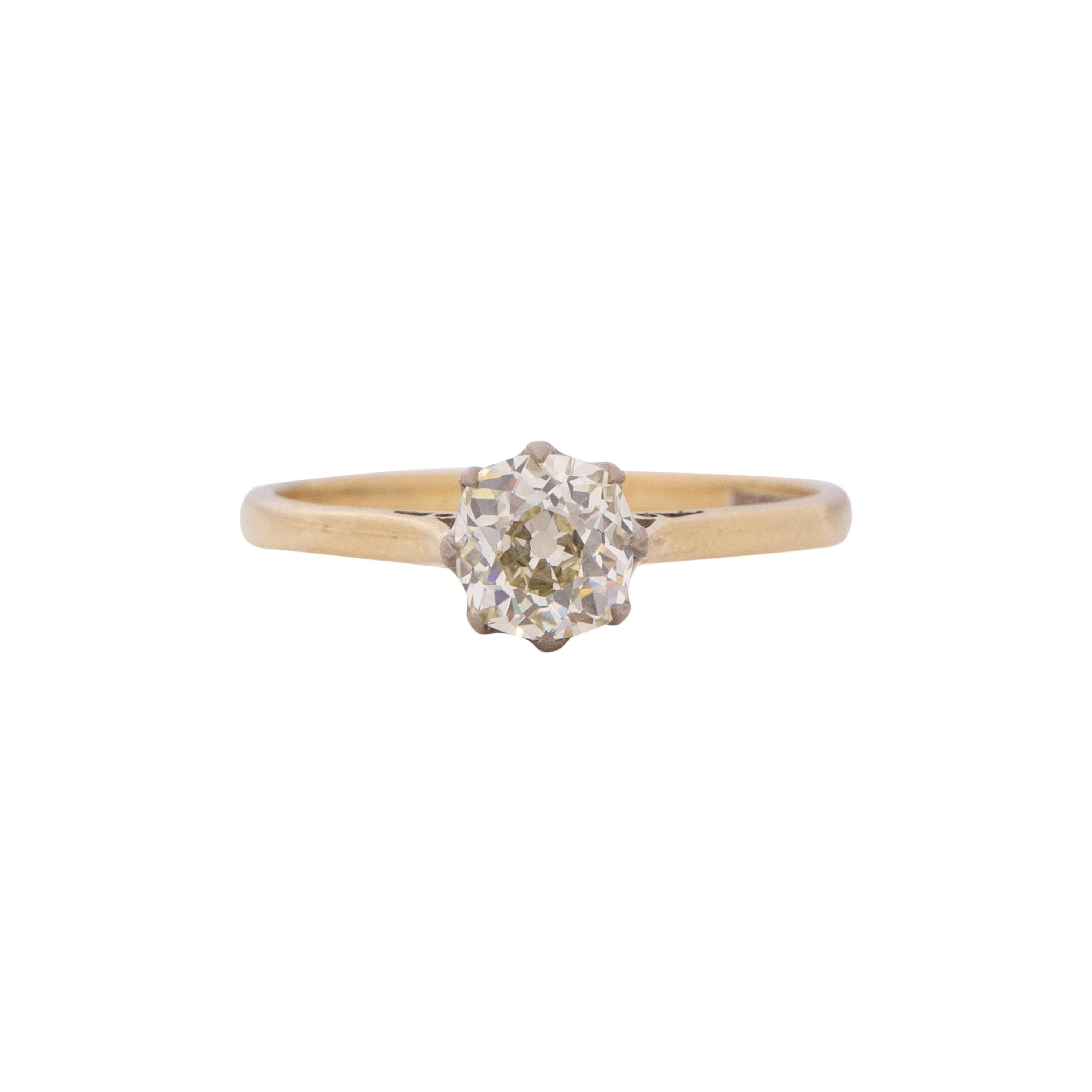 GIA-zertifizierter 1,01 Karat Art Deco Diamant 18 Karat Gelbgold Verlobungsring