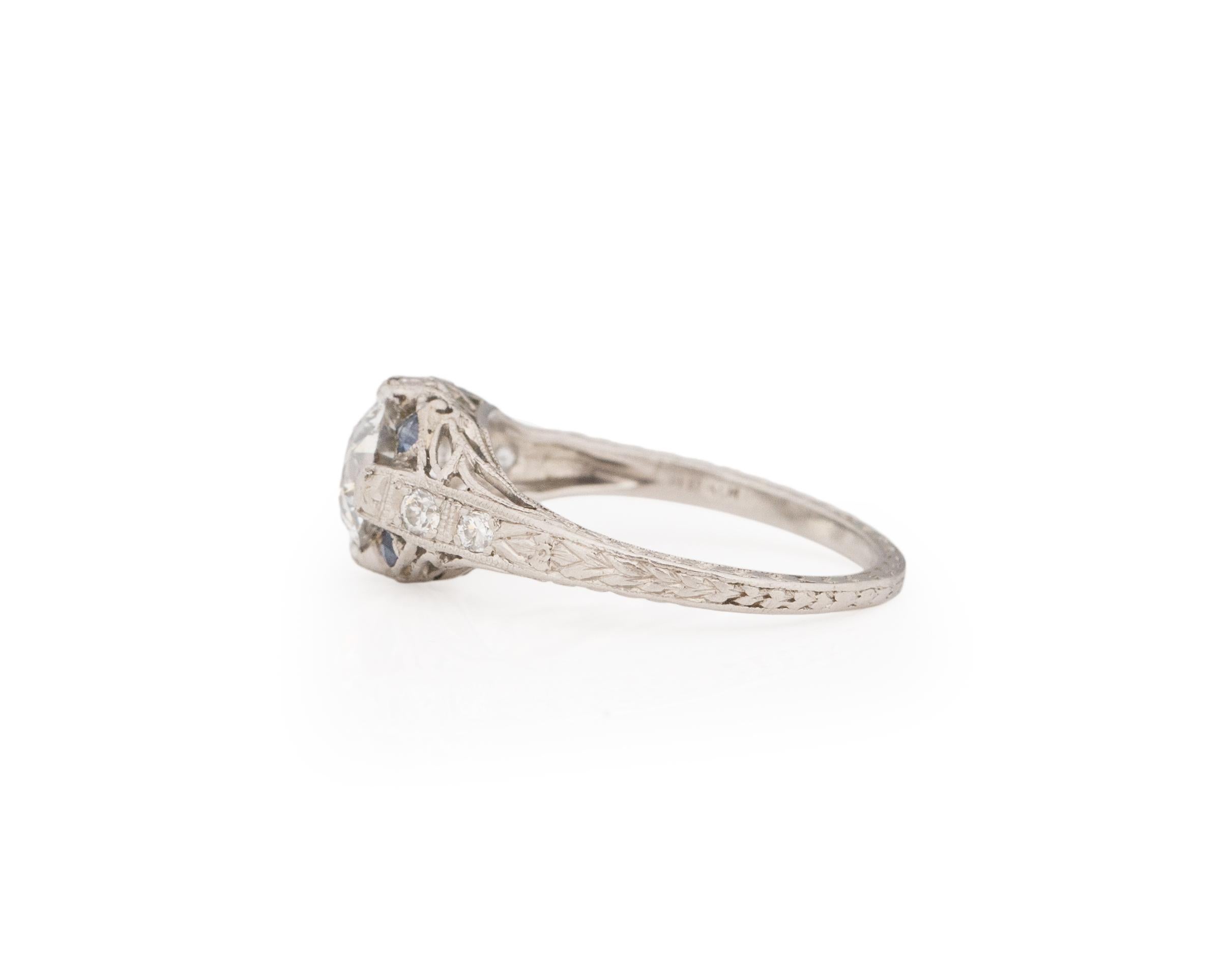 Old European Cut GIA Certified 1.01 Carat Art Deco Diamond Platinum Engagement Ring For Sale