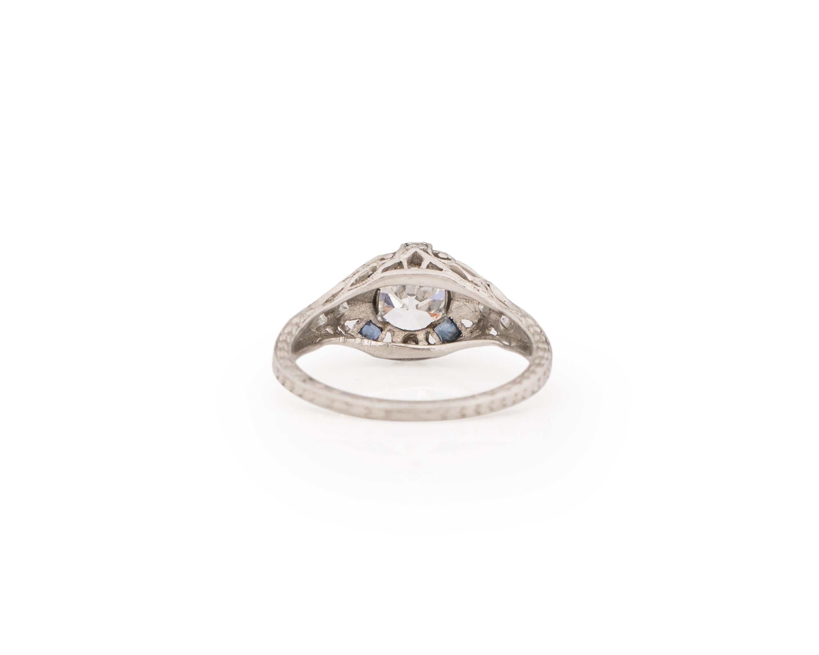 GIA Certified 1.01 Carat Art Deco Diamond Platinum Engagement Ring In Good Condition For Sale In Atlanta, GA