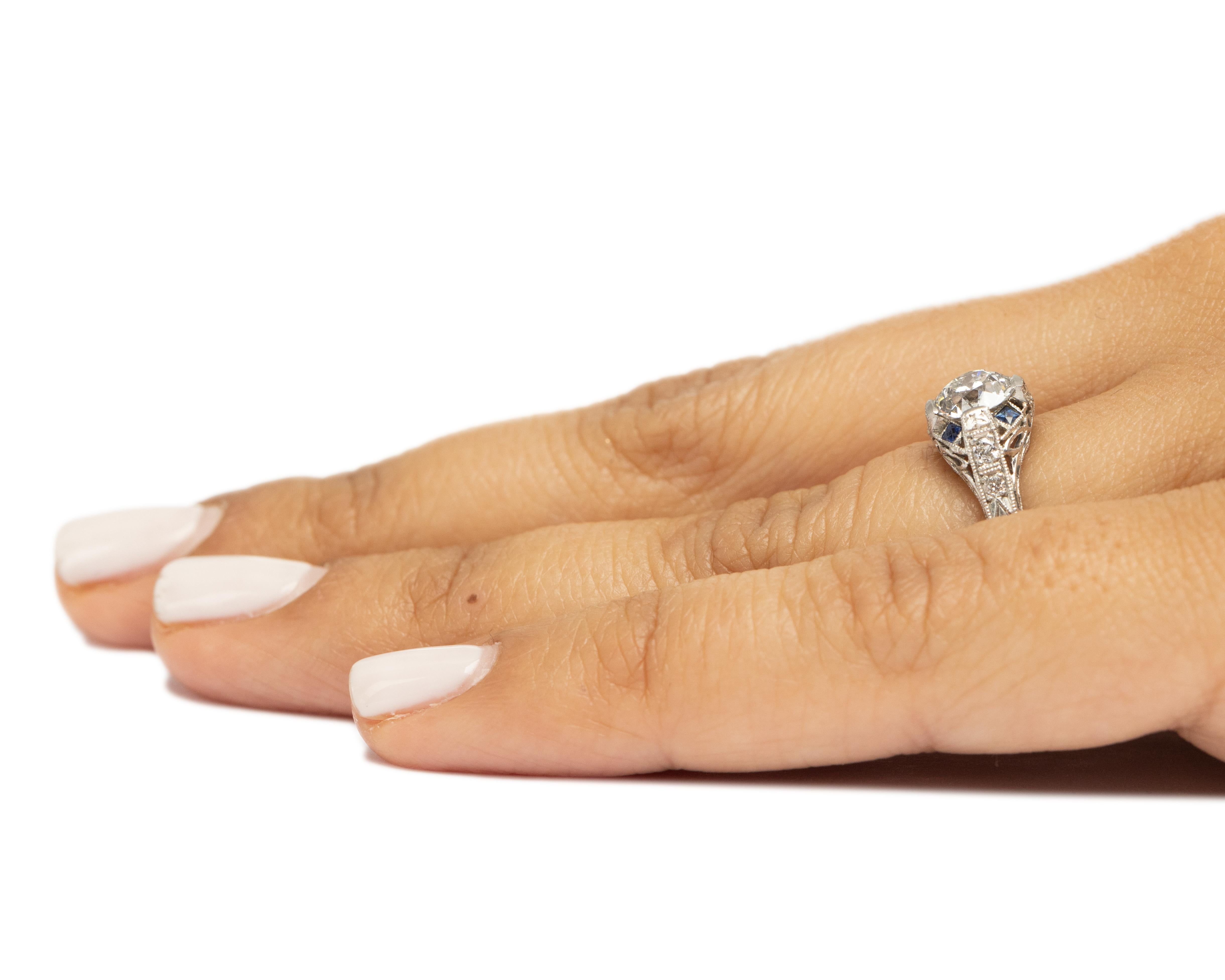 Women's GIA Certified 1.01 Carat Art Deco Diamond Platinum Engagement Ring For Sale