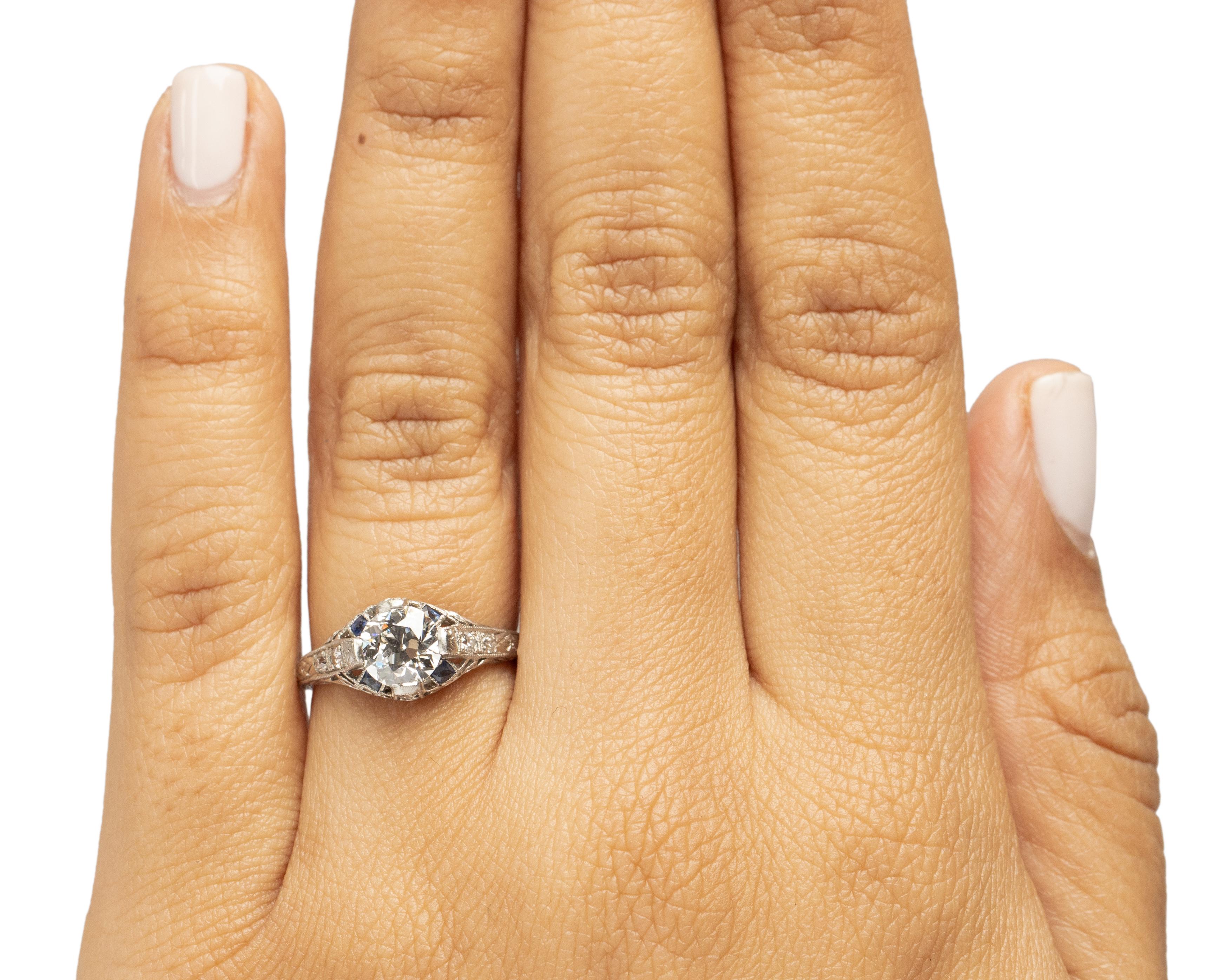 GIA Certified 1.01 Carat Art Deco Diamond Platinum Engagement Ring For Sale 1