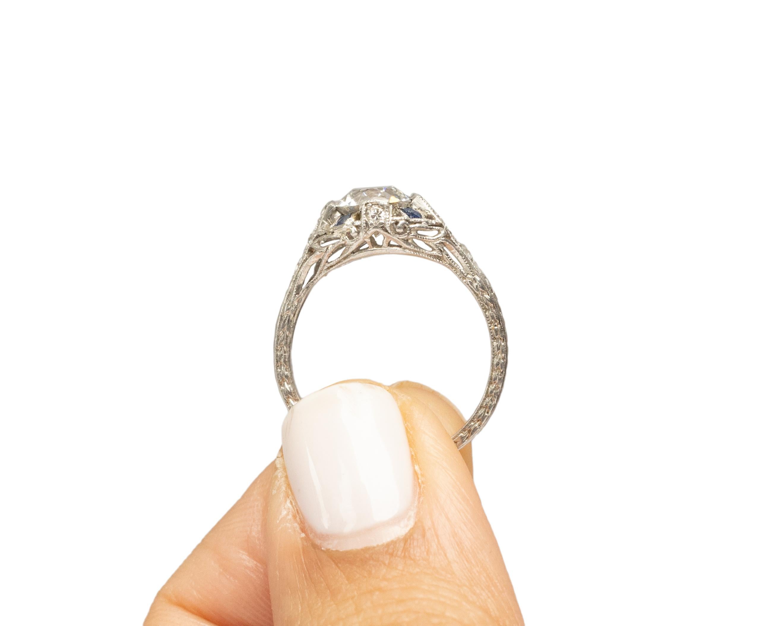 GIA Certified 1.01 Carat Art Deco Diamond Platinum Engagement Ring For Sale 3