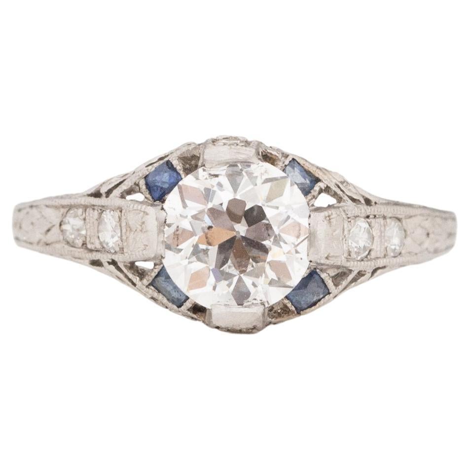 GIA Certified 1.01 Carat Art Deco Diamond Platinum Engagement Ring For Sale