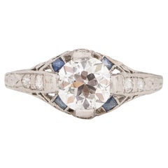 GIA-zertifizierter 1,01 Karat Art Deco-Diamant-Platin-Verlobungsring