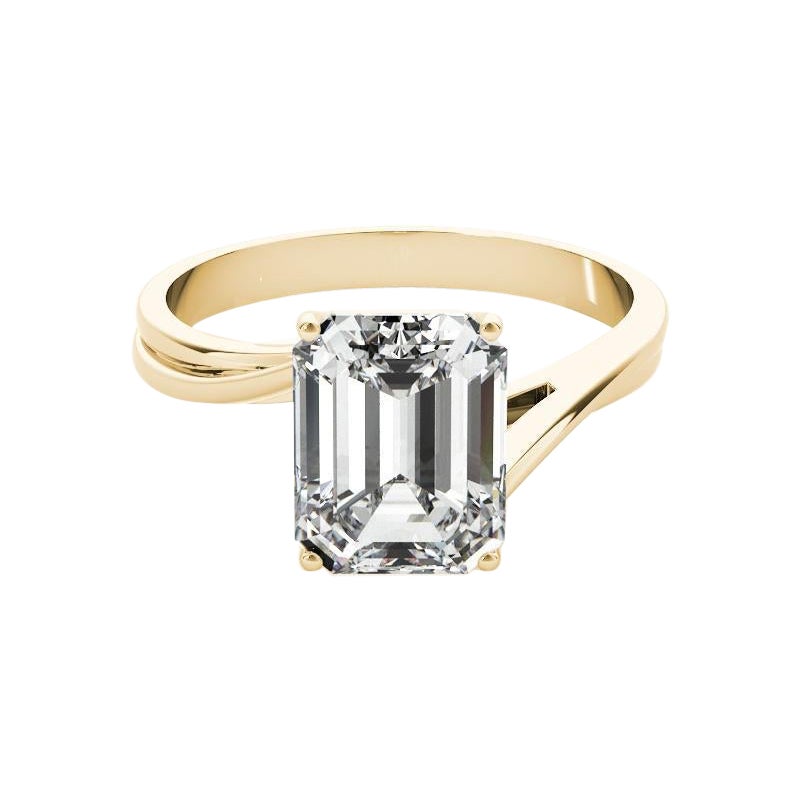 GIA Certified 1.01 Carat Basket Set Emerald Curved Band Diamond Ring
