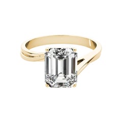 GIA Certified 1.01 Carat Basket Set Emerald Curved Band Diamond Ring