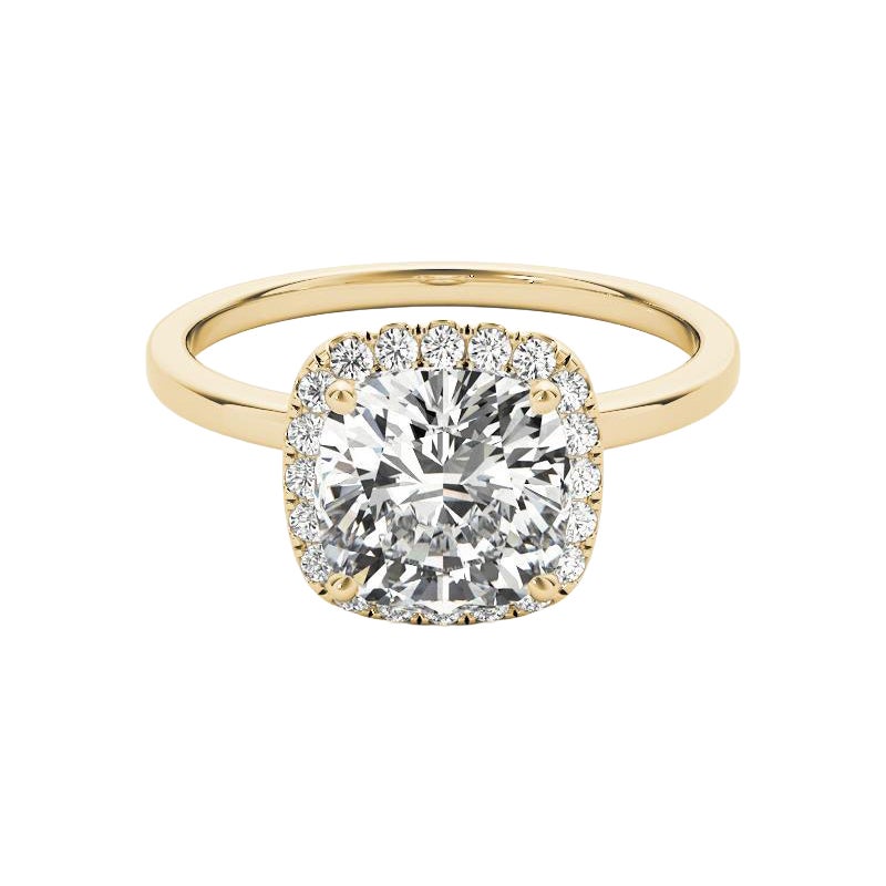GIA Certified 1.01 Carat Basket Set Square Cushion Halo Diamond Ring