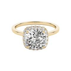 GIA Certified 1.01 Carat Basket Set Square Cushion Halo Diamond Ring