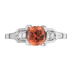GIA Certified 1.01 Carat Brown Orange Sapphire Diamond Platinum Engagement Ring