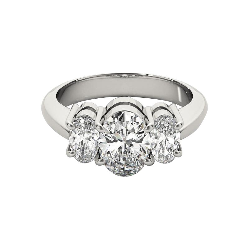 GIA Certified 1.01 Carat Classic Oval Three-Stone 18K White Gold Diamond Ring