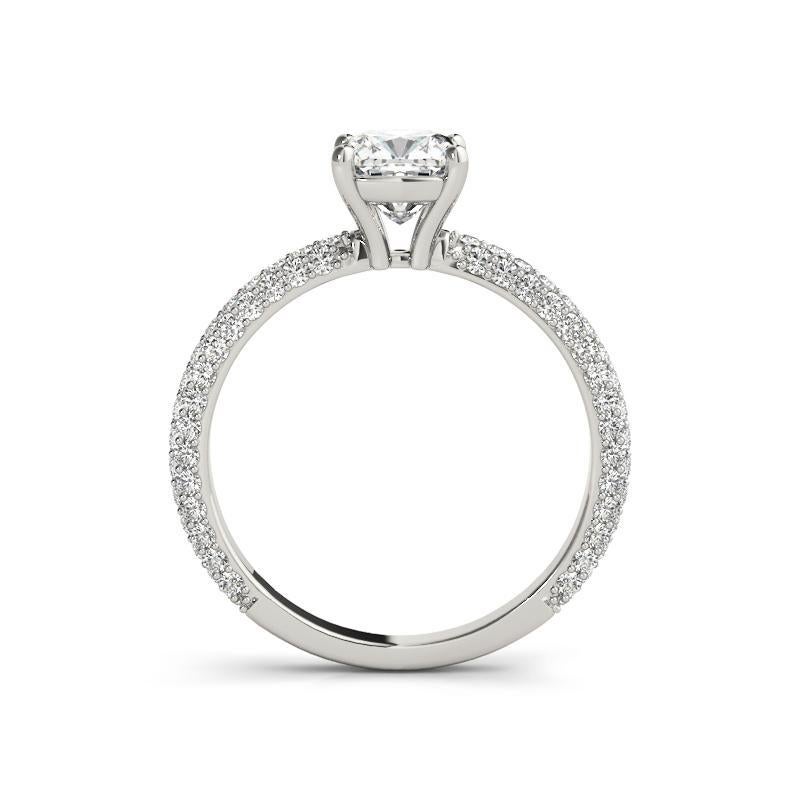 GIA Certified 1.01 Carat Cushion Solitaire Pave Diamond Ring Pour femmes en vente