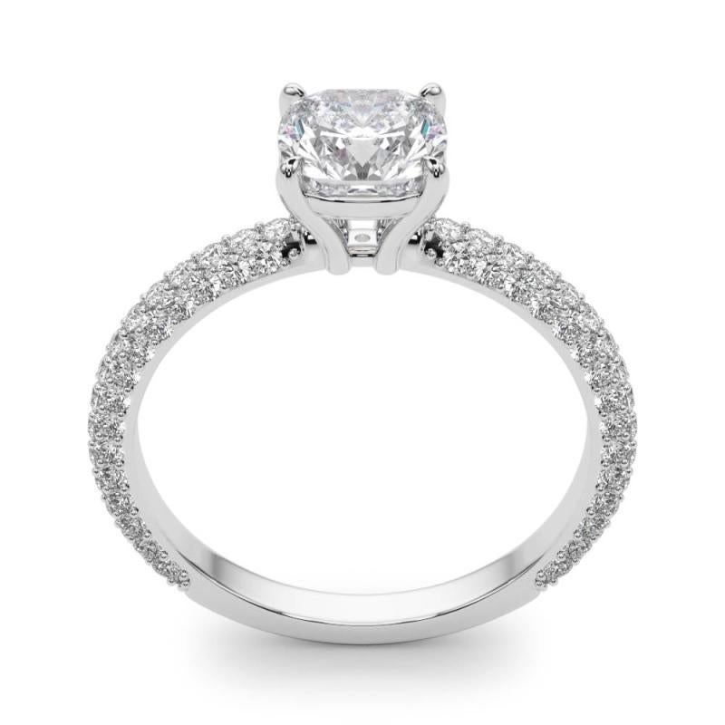 GIA Certified 1.01 Carat Cushion Solitaire Pave Diamond Ring en vente 1