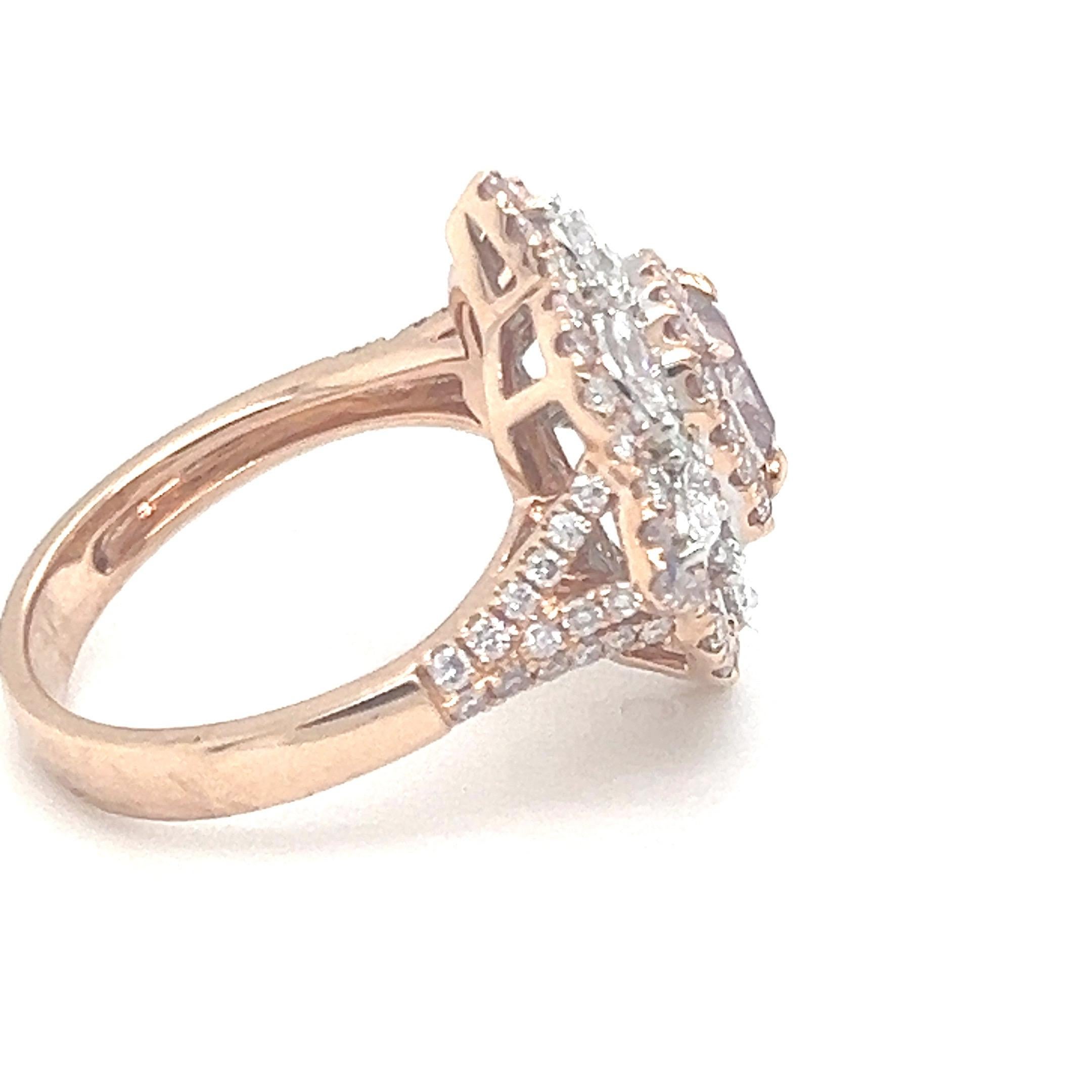 Women's GIA Certified 1.01 Carat Cushion Cut Fancy Brownish Pink Diamond Engagement Ring For Sale
