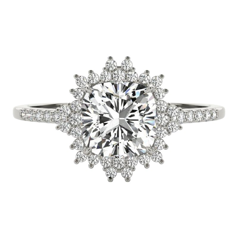 Cluster di fiori a cuscino certificato GIA da 1.01 carati  Anello con diamante