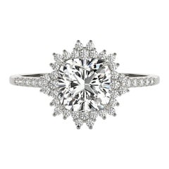 Cluster di fiori a cuscino certificato GIA da 1.01 carati  Anello con diamante