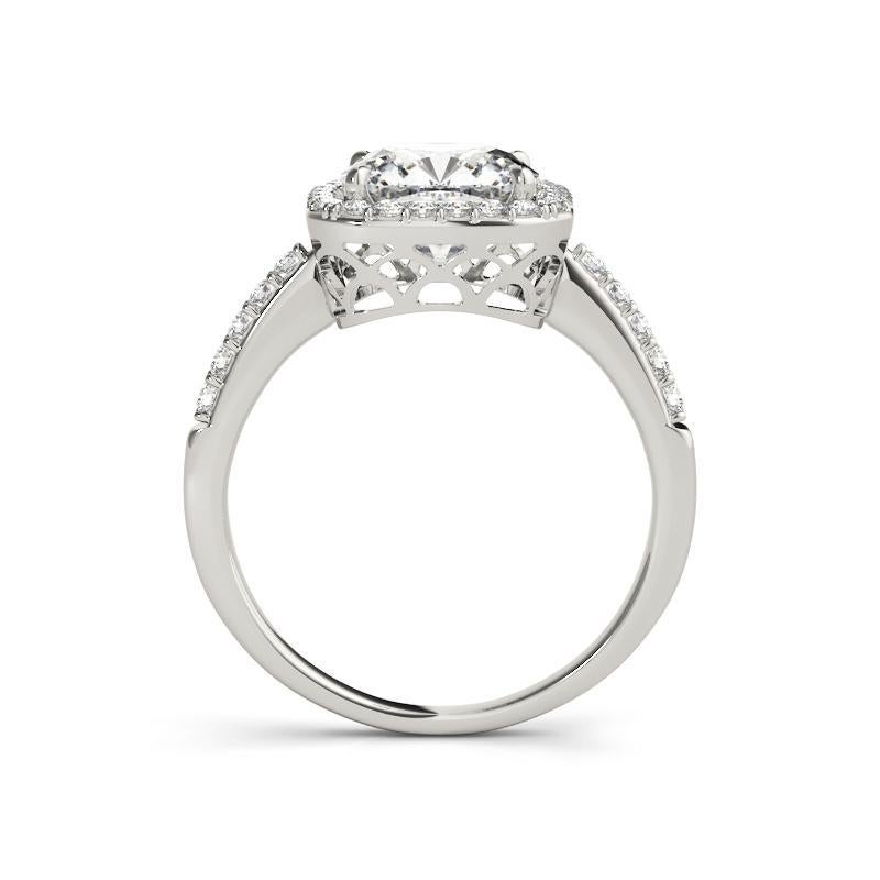Taglio cuscino GIA Certified 1.01 Carat Cushion Halo Openwork Diamond Ring in vendita
