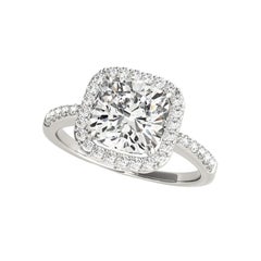 GIA Certified 1.01 Carat Cushion Halo Openwork Diamond Ring