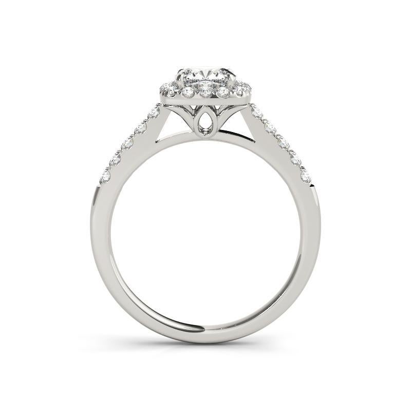 Anillo de diamantes en platino catedral con aureola de 1.01 quilates y pavé certificado por GIA Corte cojín en venta