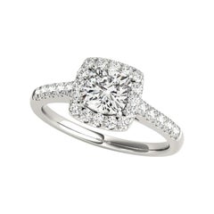 GIA Certified 1.01 Carat Cushion Halo Pave Cathedral Platinum Diamond Ring