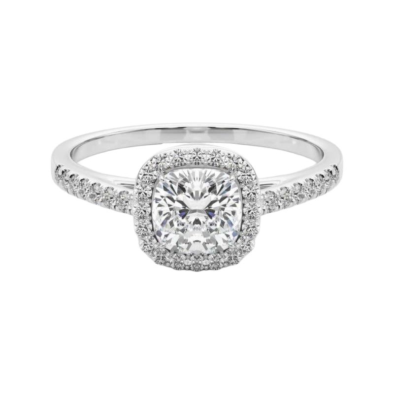 GIA Certificato 1.01 Carati Cuscino Halo Pave  Anello con diamante