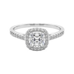 GIA Certified 1.01 Carat Cushion Halo Pave  Diamond Ring