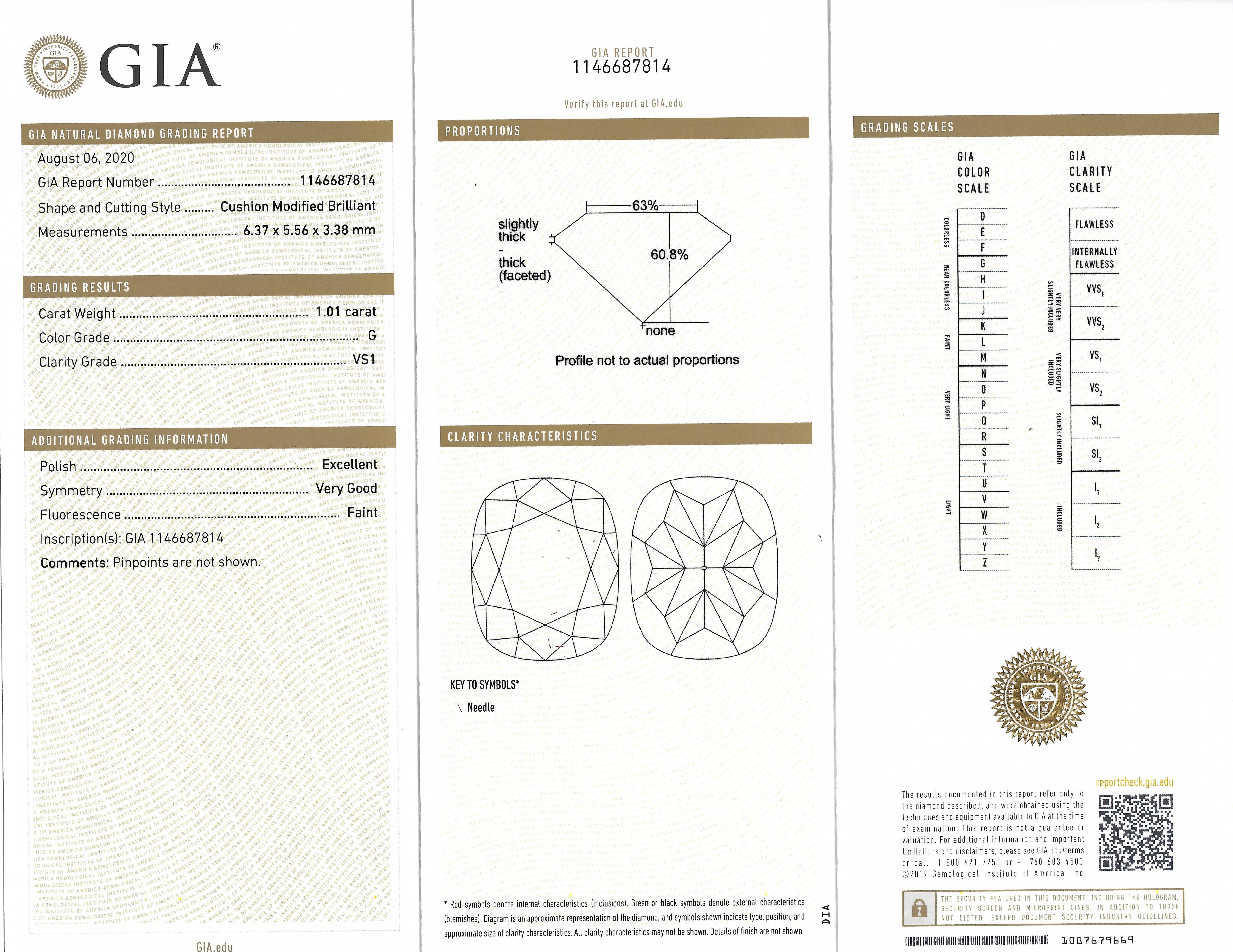 GIA Certified 1.01 Carat Cushion Rose Gold Pave Diamond Engagement Ring 3