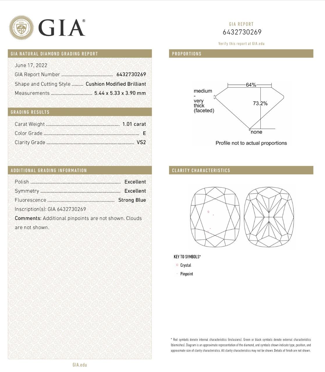 GIA Certified 1.01 Carat D Colour VS1 Clarity Diamond Ring For Sale 3