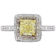 GIA Certified 1.01 Carat Diamond Halo Engagement Ring