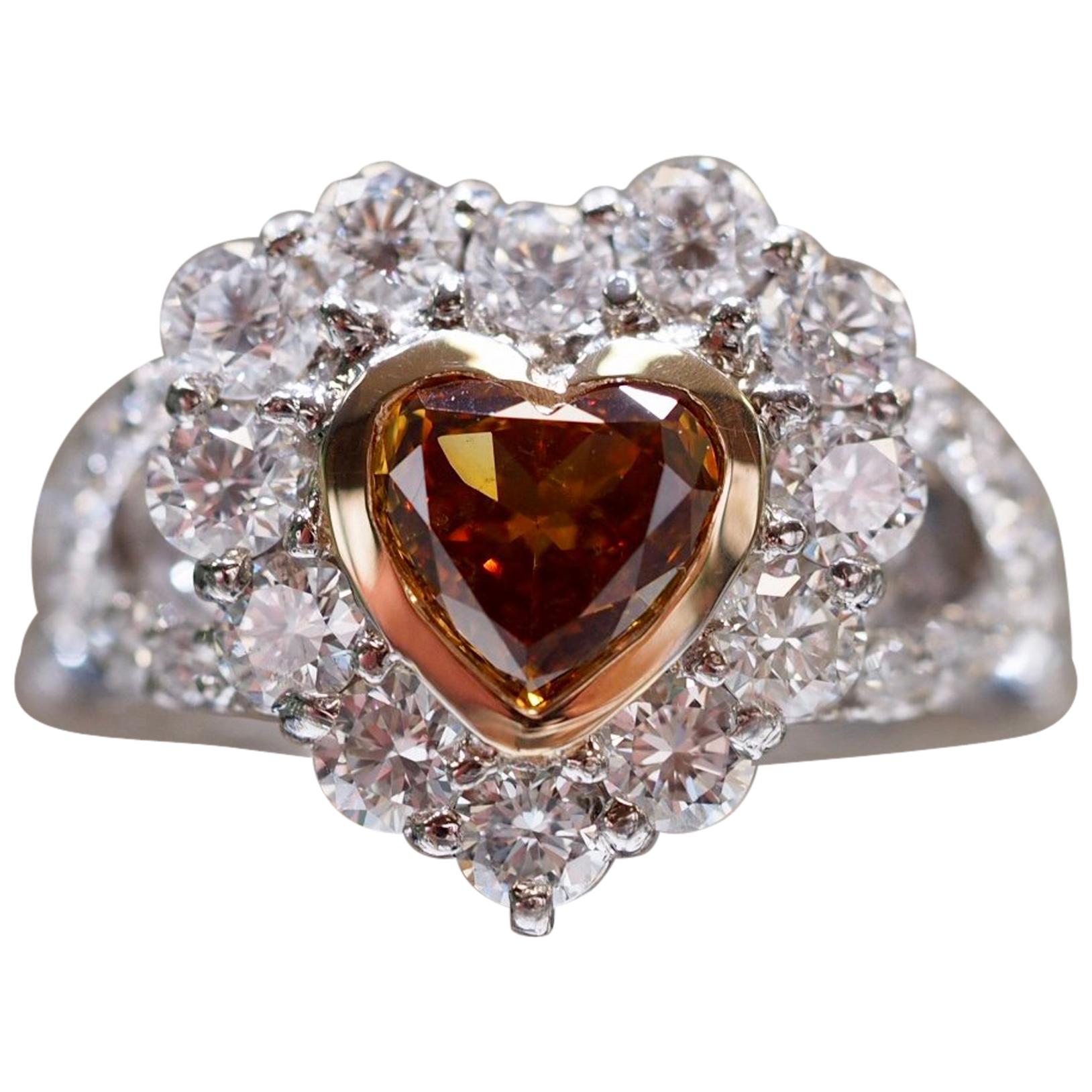 GIA Certified 1.01 Carat Diamond Heart Platinum Ring