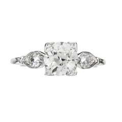 GIA Certified 1.01 Carat Diamond Platinum Art Deco Three-Stone Engagement Ring