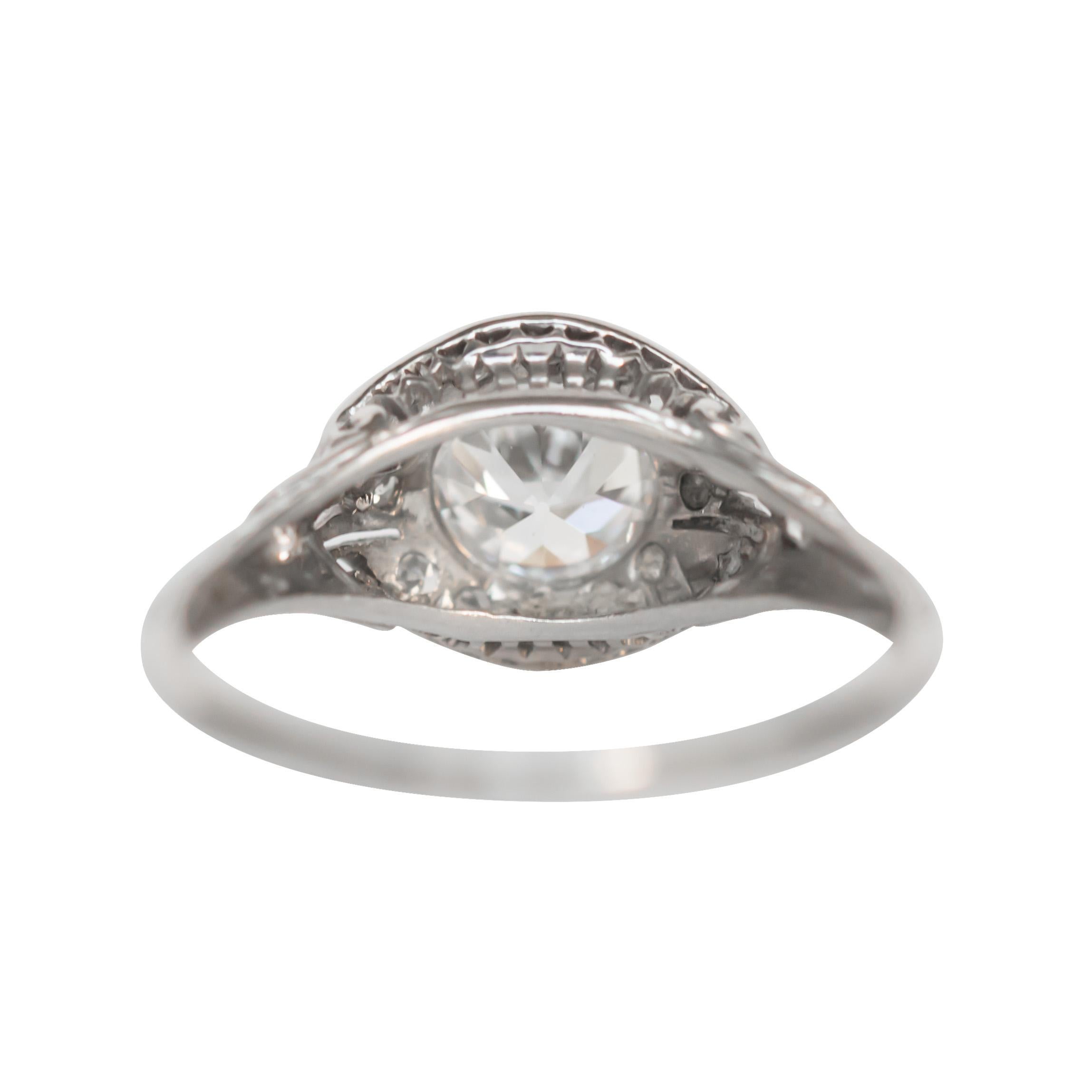 Antique Cushion Cut GIA Certified 1.01 Carat Diamond Platinum Engagement Ring For Sale