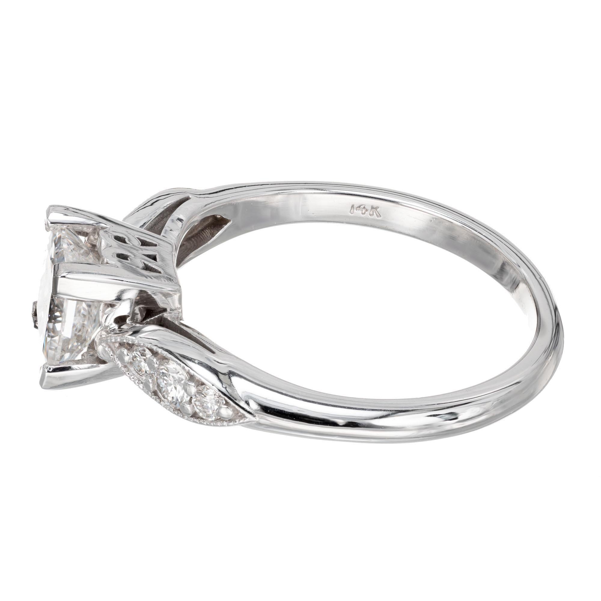 Women's GIA Certified 1.01 Carat Diamond White Gold Engagement Ring