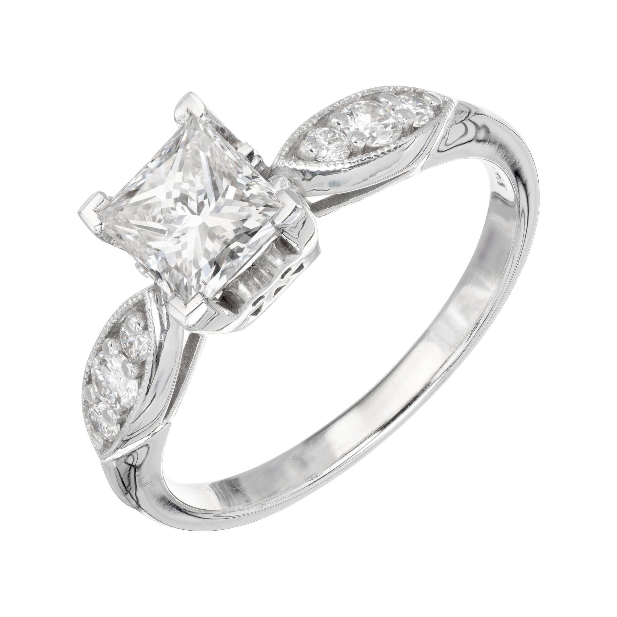 GIA Certified 1.01 Carat Diamond White Gold Engagement Ring