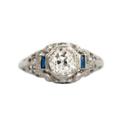 Antique GIA Certified 1.01 Carat Diamond White Gold Engagement Ring