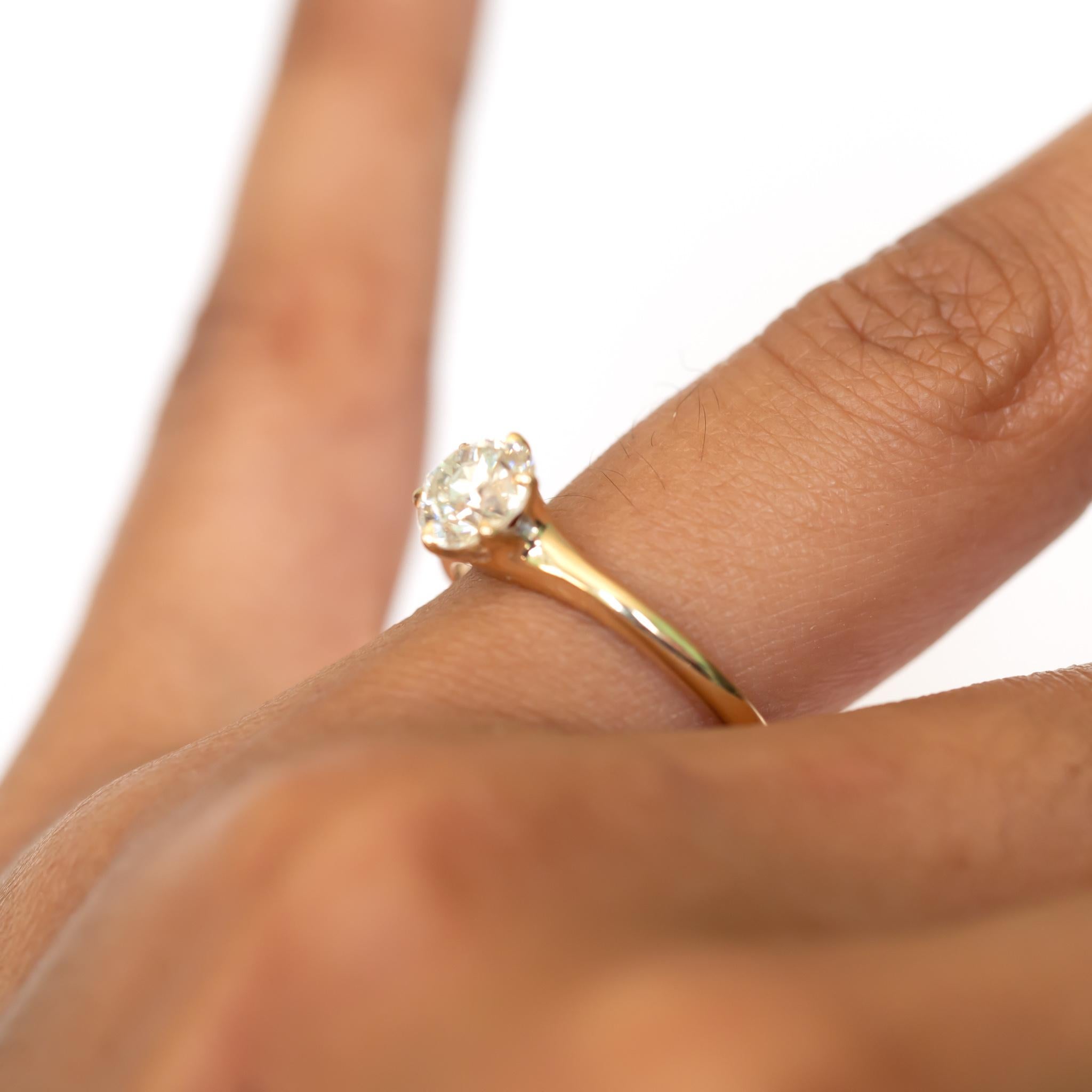 GIA Certified 1.01 Carat Diamond Yellow Gold Engagement Ring In Good Condition For Sale In Hicksville, NY