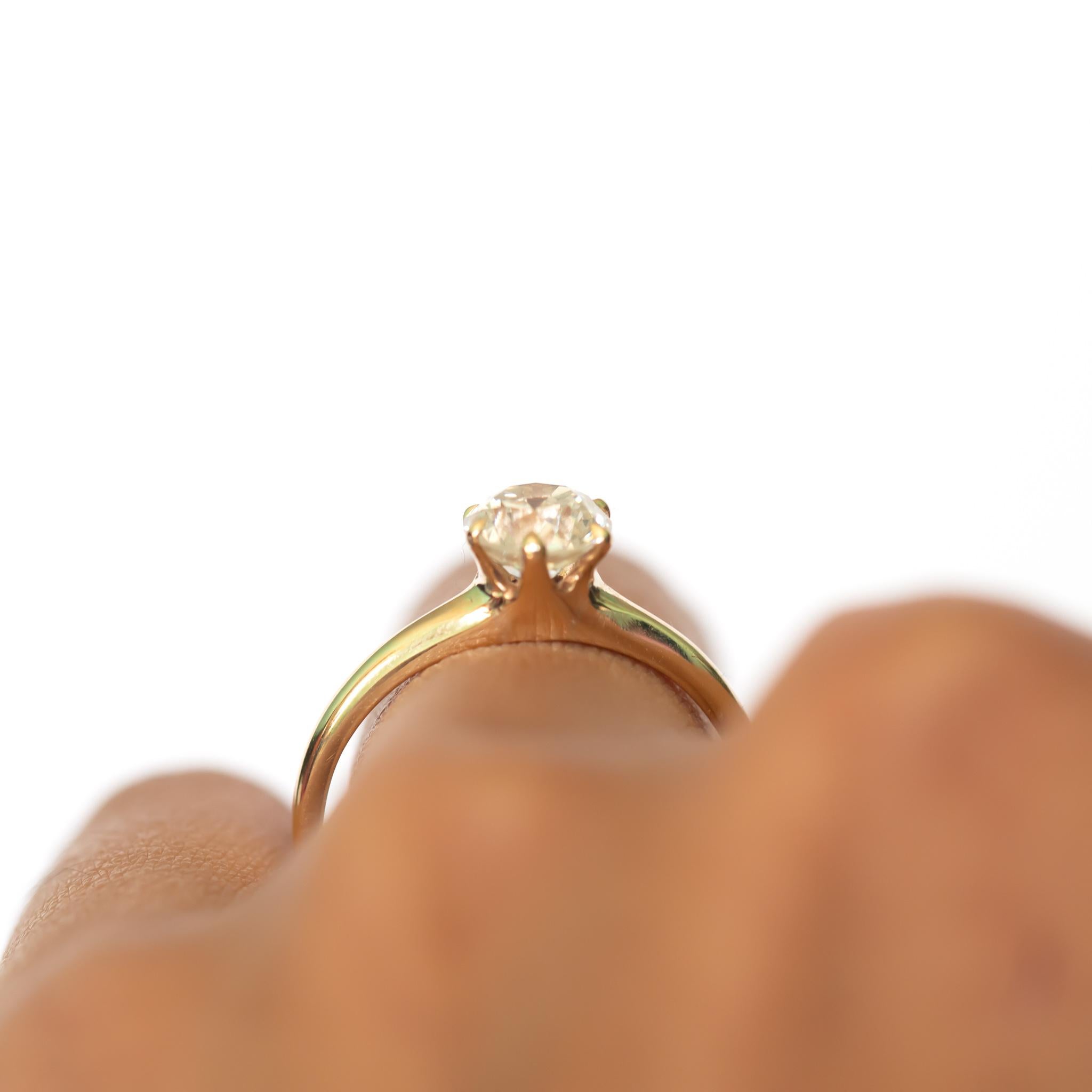 Women's or Men's GIA Certified 1.01 Carat Diamond Yellow Gold Engagement Ring For Sale