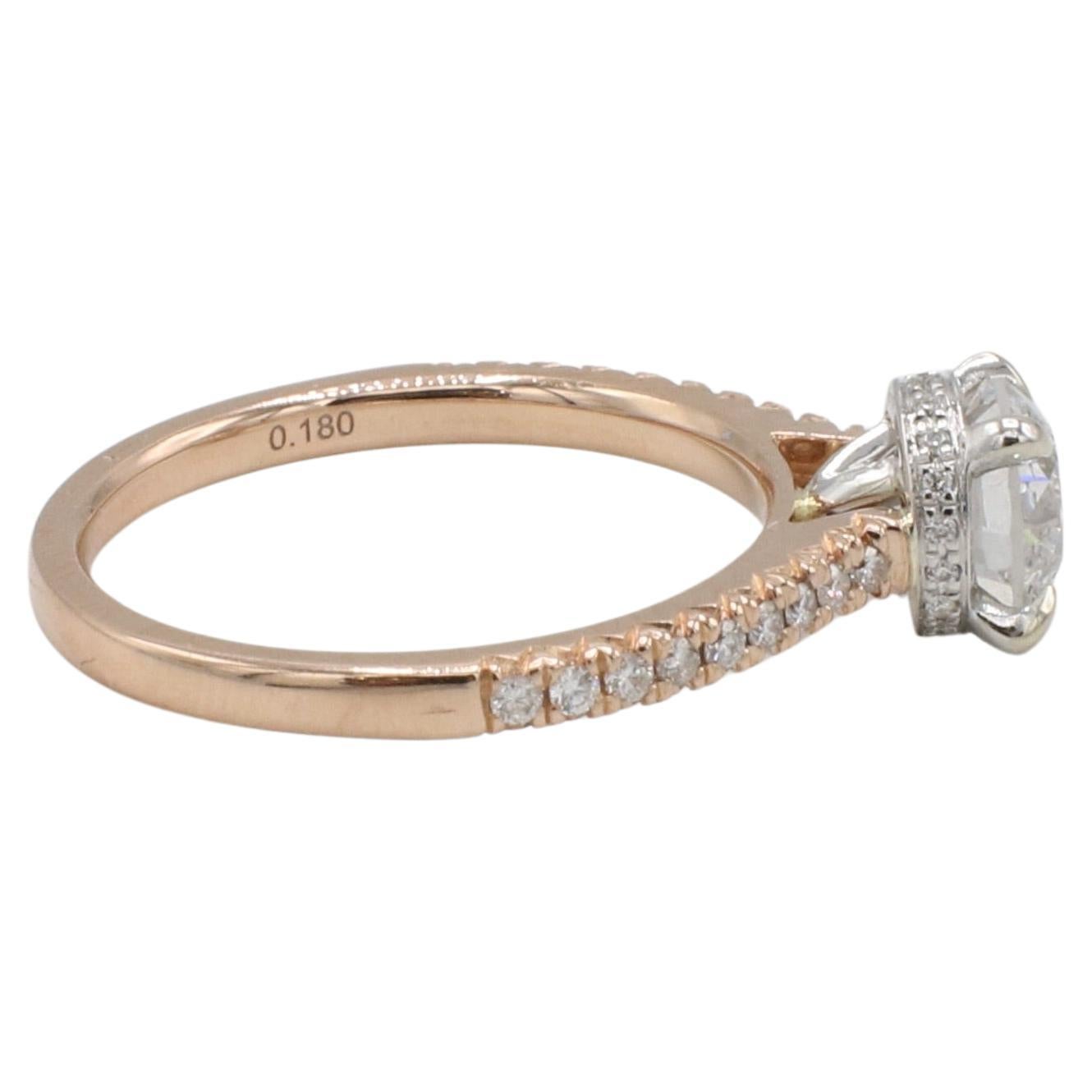 Moderno Anello di fidanzamento aureolato in oro rosa naturale certificato GIA da 1,01 carati E I1 rotondo in vendita
