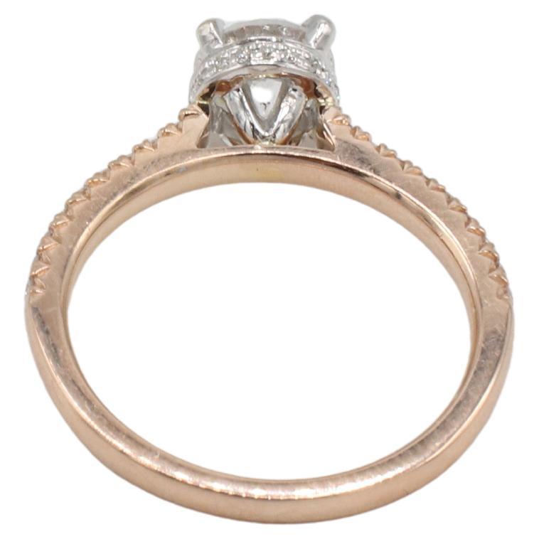 Anello di fidanzamento aureolato in oro rosa naturale certificato GIA da 1,01 carati E I1 rotondo In condizioni ottime in vendita a  Baltimore, MD