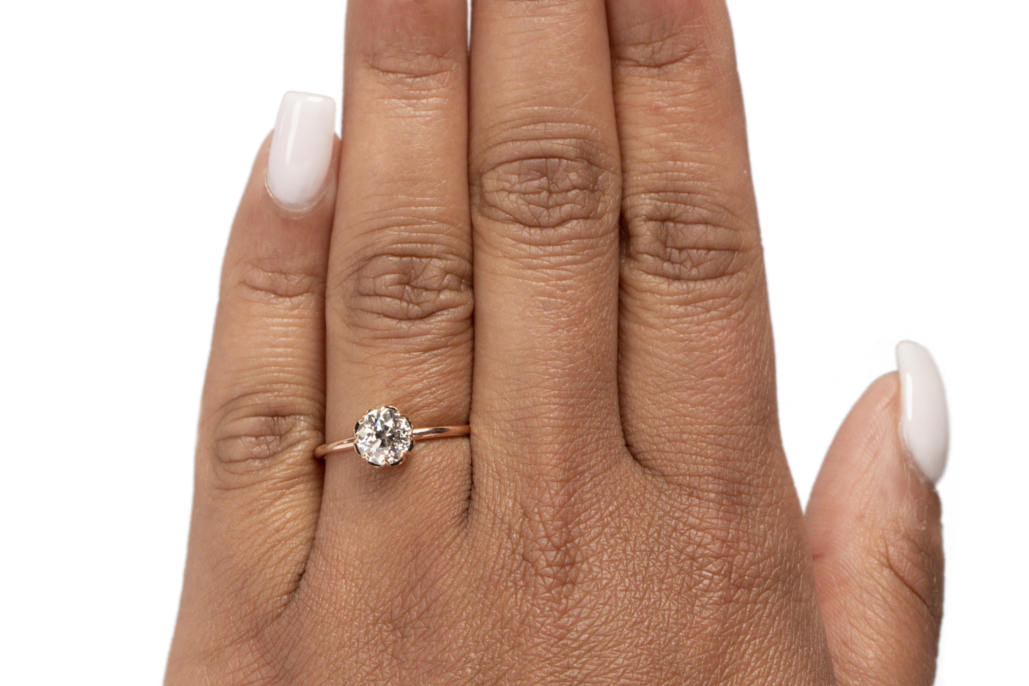 GIA Certified 1.01 Carat Edwardian Diamond 14 Karat Yellow Gold Engagement Ring In Good Condition For Sale In Atlanta, GA