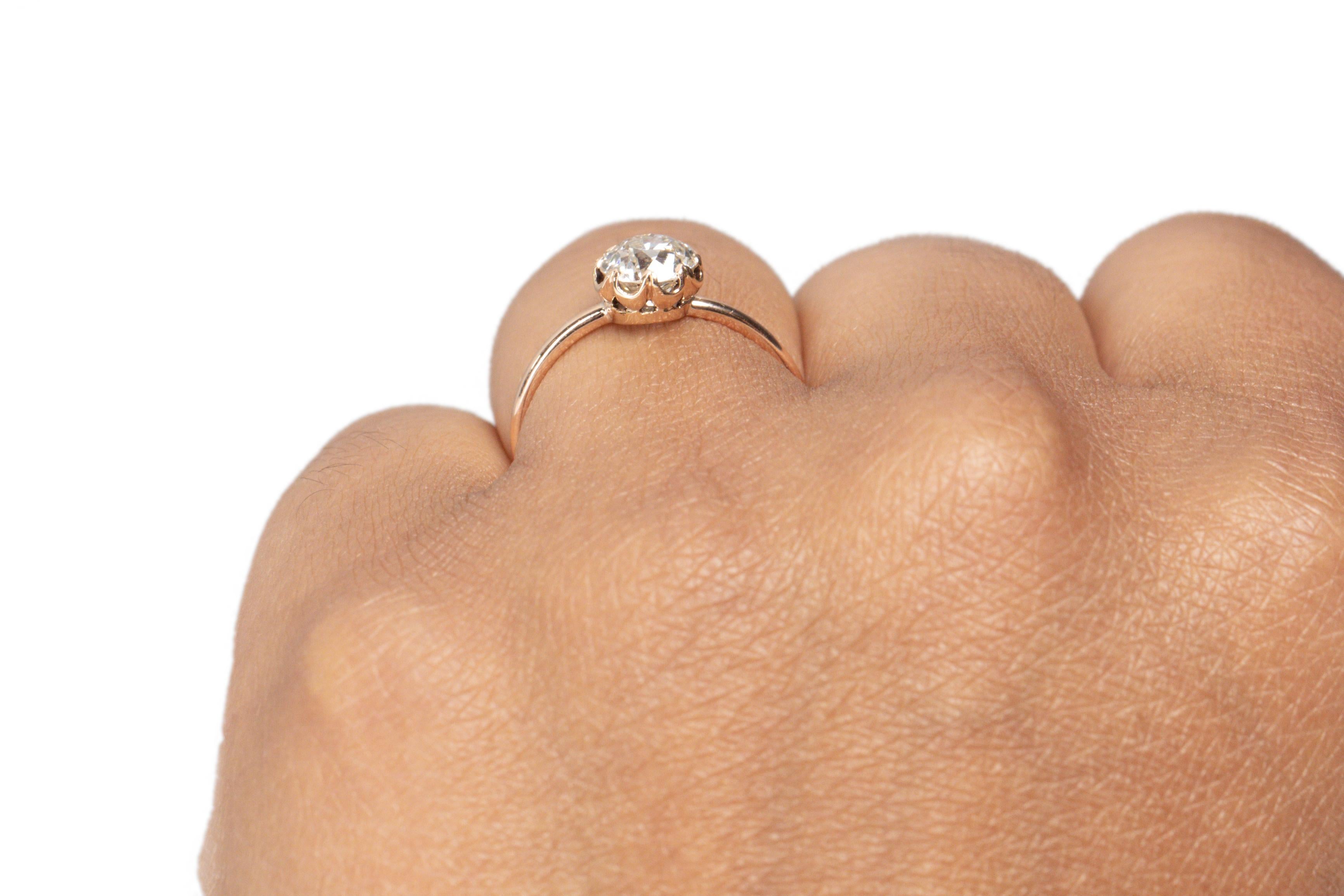 Women's GIA Certified 1.01 Carat Edwardian Diamond 14 Karat Yellow Gold Engagement Ring For Sale