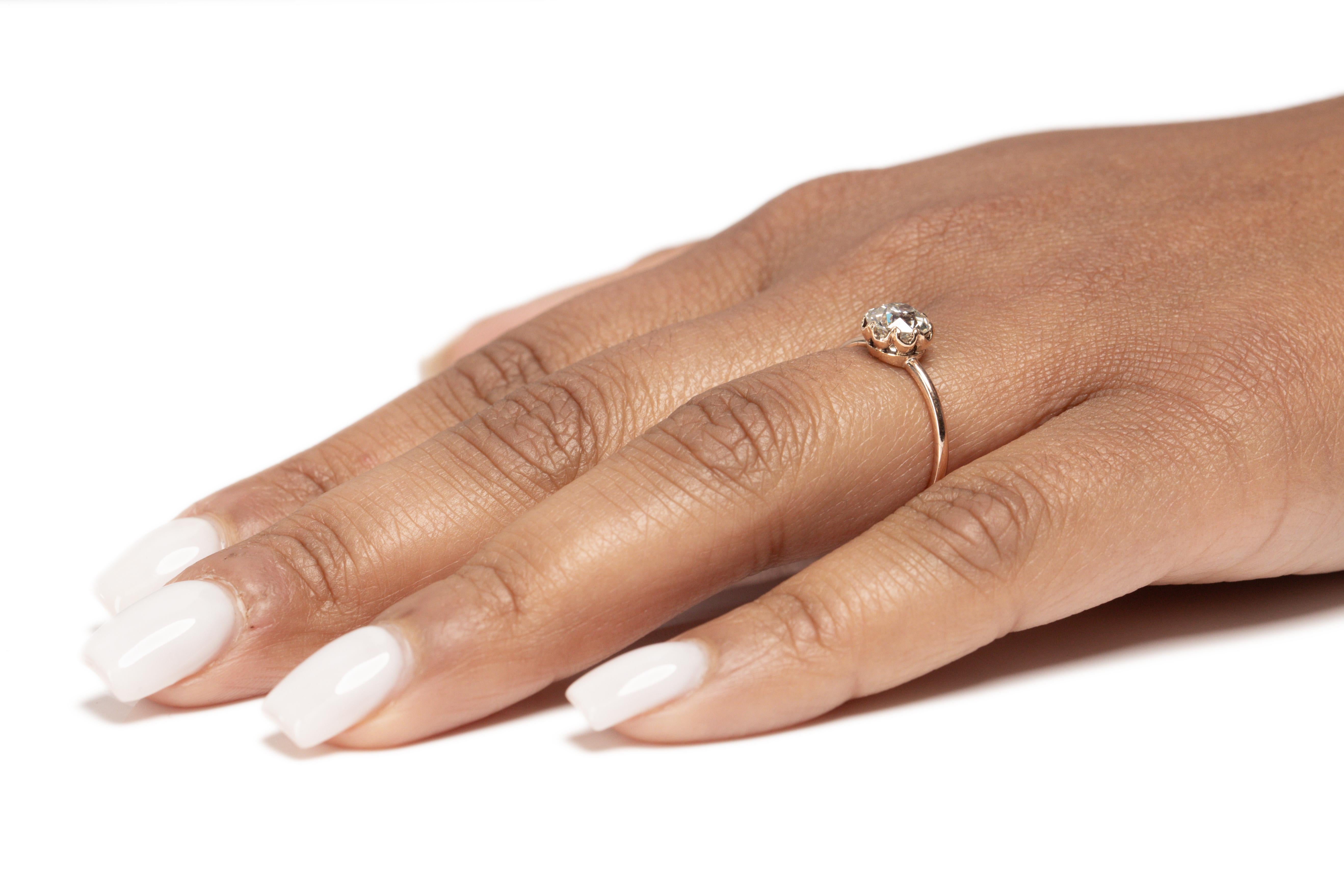 GIA Certified 1.01 Carat Edwardian Diamond 14 Karat Yellow Gold Engagement Ring For Sale 1