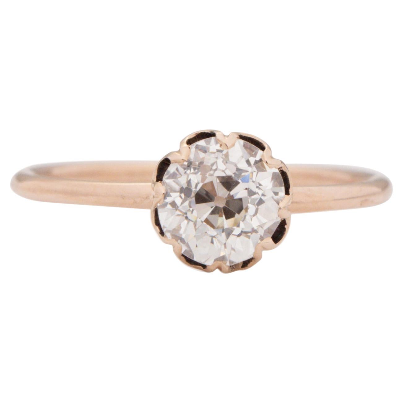GIA Certified 1.01 Carat Edwardian Diamond 14 Karat Yellow Gold Engagement Ring For Sale