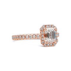 Roman Malakov GIA Certified 1.01 Carats Emerald Cut Diamond Halo Engagement Ring