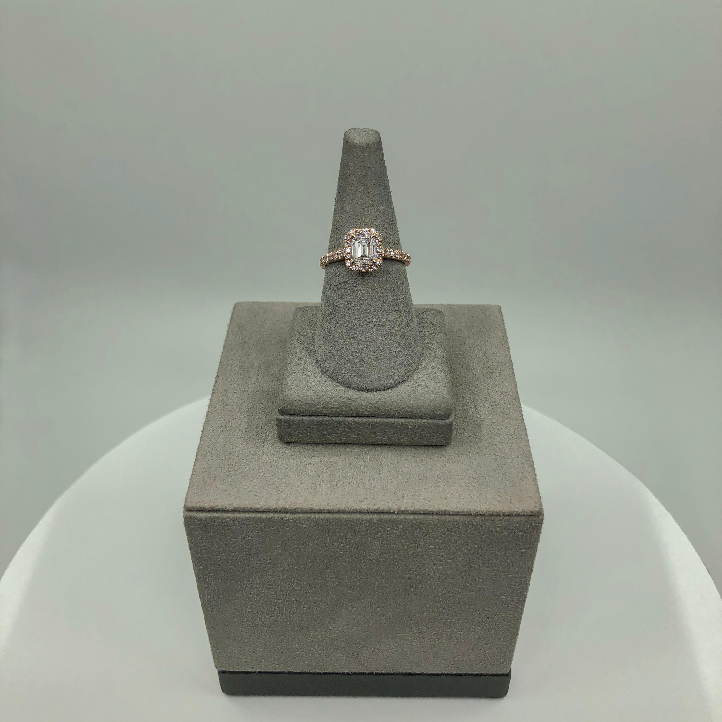 Roman Malakov GIA Certified 1.01 Carats Emerald Cut Diamond Halo Engagement Ring For Sale 3