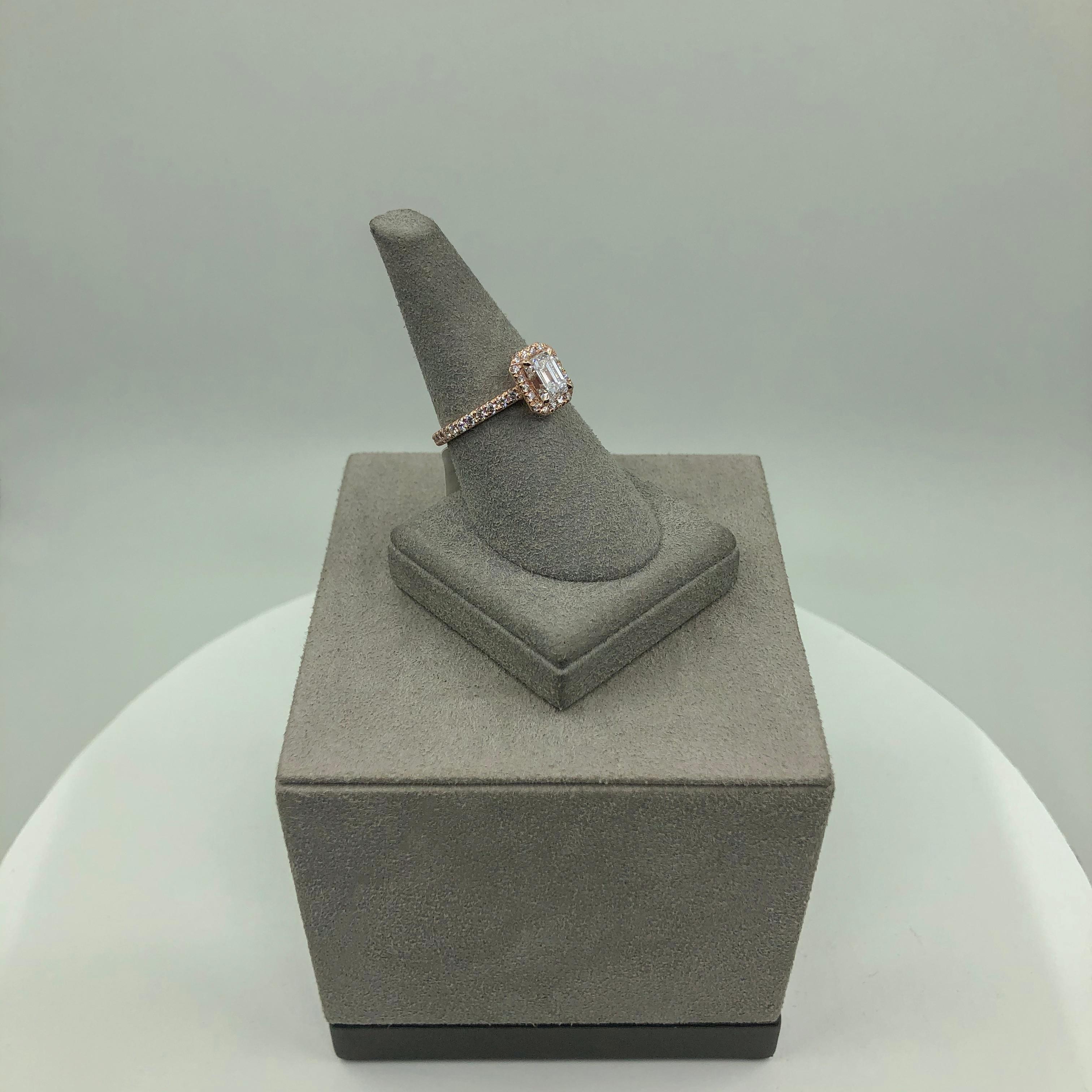 Roman Malakov GIA Certified 1.01 Carats Emerald Cut Diamond Halo Engagement Ring For Sale 4